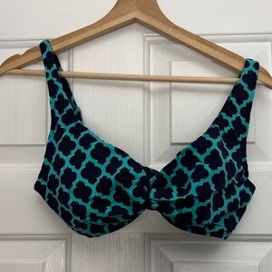 Lands' End Teal and Navy Bikini Top
